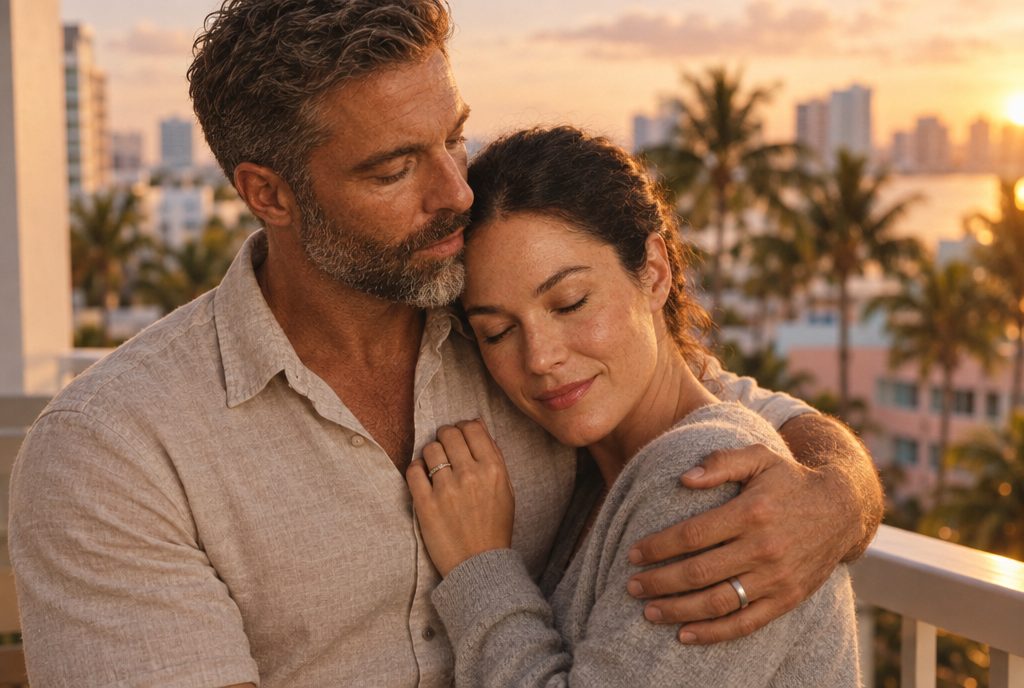 Jake and Dana on their balcony in Miami