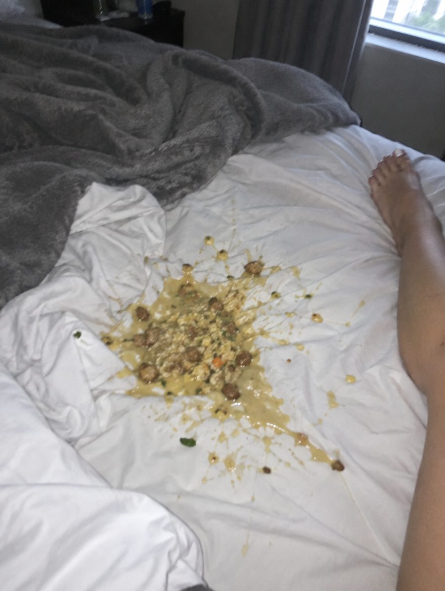 Phone photo of the bed, taken by Jake